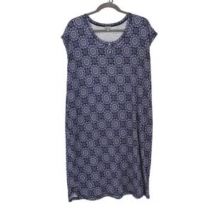 T by Talbots Knit Dress Women 3X Blue Casual Resort Boho Cottagecore Comfortable